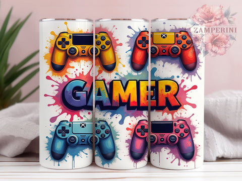 Gamer Girl 20oz Tumbler Wrap, Video Game Girl Gift, 20oz Gaming Cup, Girl Gamer Sublimation Design, Female Gamer Mug, Gaming Accessories for Her, Geeky Tumbler Wrap Sublimation Li Zamperini 