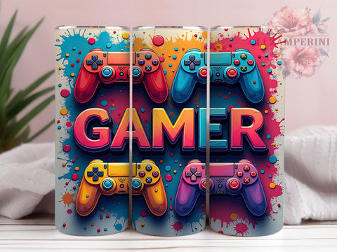 Gamer Girl 20oz Tumbler Wrap, Video Game Girl Gift, 20oz Gaming Cup, Girl Gamer Sublimation Design, Female Gamer Mug, Gaming Accessories for Her, Geeky Tumbler Wrap Sublimation Li Zamperini 