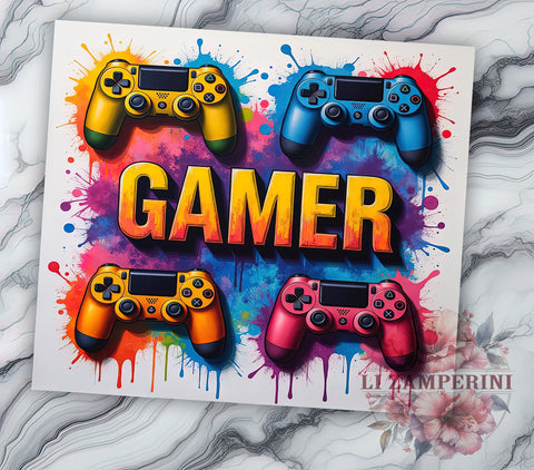 Gamer Girl 20oz Tumbler Wrap, Video Game Girl Gift, 20oz Gaming Cup, Girl Gamer Sublimation Design, Female Gamer Mug, Gaming Accessories for Her, Geeky Tumbler Wrap Sublimation Li Zamperini 