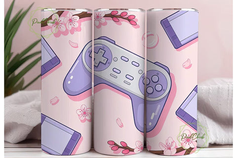 Gamer Girl Cherry Blossom Tumbler Wrap Sublimation PixelChick 