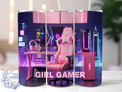 Gamer Girl Pink Gaming 20oz Tumbler, Pink Gaming Tumbler, Video Game Tumbler Wrap, 20oz Tumbler Wrap, Sublimation Tumbler Design, Gaming Lover Gift, Digital Download Sublimation ToriDesigns 