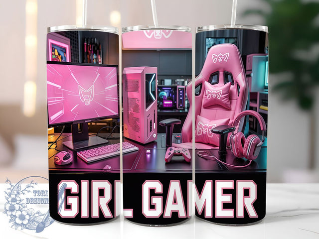 Gamer Girl Pink Gaming 20oz Tumbler, Pink Gaming Tumbler, Video Game Tumbler Wrap, 20oz Tumbler Wrap, Sublimation Tumbler Design, Gaming Lover Gift, Digital Download Sublimation ToriDesigns 