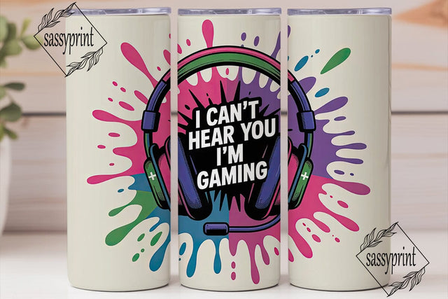 Gamer Headphones 20oz Tumbler Wrap Sublimation sassyprint 