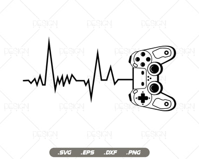 Gamer Heartbeat Video Game Lover Gift T-Shirt Design, Video Games svg files for cricut, cutting files SVG DesignDestine 