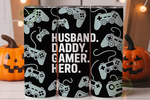 Gamer Husband Dad 20oz Tumbler Wrap Sublimation PixelChick 
