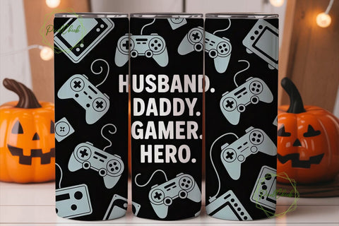 Gamer Husband Dad 20oz Tumbler Wrap Sublimation PixelChick 