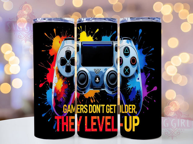 Gamer Level Up 20oz Video Game Tumbler, Level Up Design, 20oz Sublimation Wrap, Video Game Drinkware, Gaming Gifts, Unique Tumblers, Funny Gamer Quotes Sublimation SvggirlplusArt 