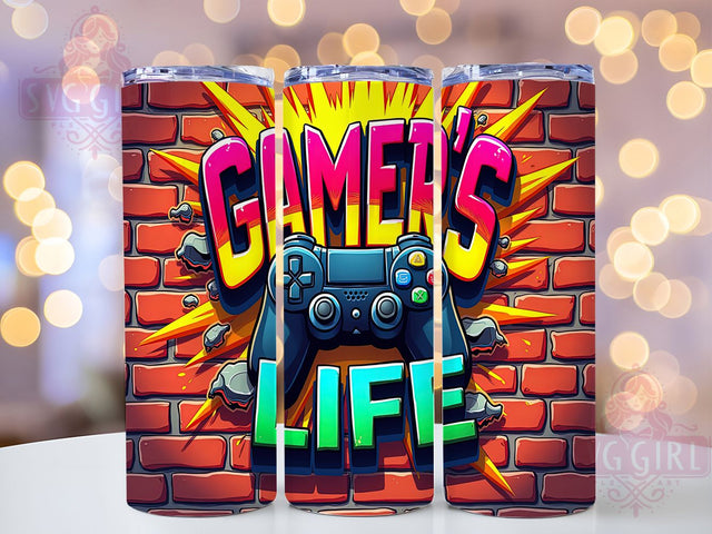 Gamer Life 20oz Neon Retro Tumbler Wrap, Gaming Life Tumbler, Video Game Tumbler, 20oz Tumbler Design, Sublimation Tumbler Wrap, Neon Gamer Tumbler, Retro Gaming Tumbler Sublimation SvggirlplusArt 