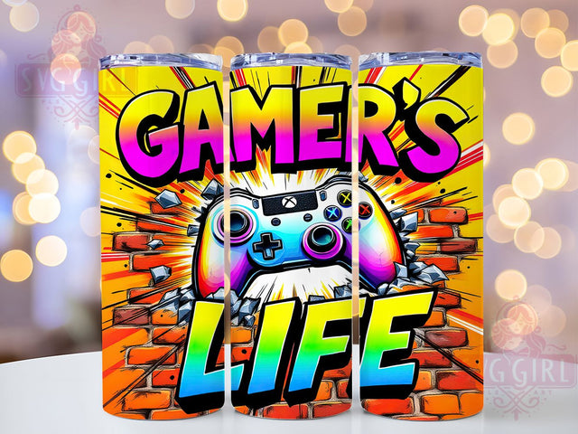 Gamer Life 20oz Neon Retro Tumbler Wrap, Gaming Life Tumbler, Video Game Tumbler, 20oz Tumbler Design, Sublimation Tumbler Wrap, Neon Gamer Tumbler, Retro Gaming Tumbler Sublimation SvggirlplusArt 