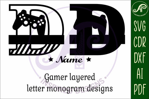 Gamer monogram letter bundle Name signs SVG SVG APInspireddesigns 