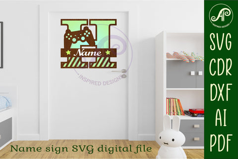 Gamer monogram letter bundle Name signs SVG SVG APInspireddesigns 