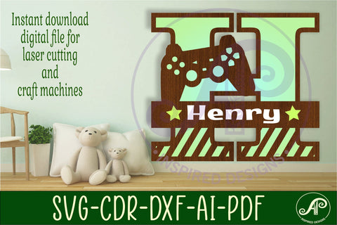 Gamer monogram letter bundle Name signs SVG SVG APInspireddesigns 