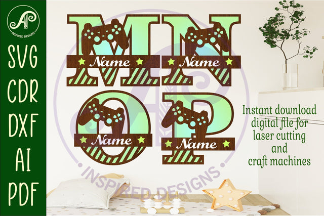 Gamer monogram letter bundle Name signs SVG SVG APInspireddesigns 