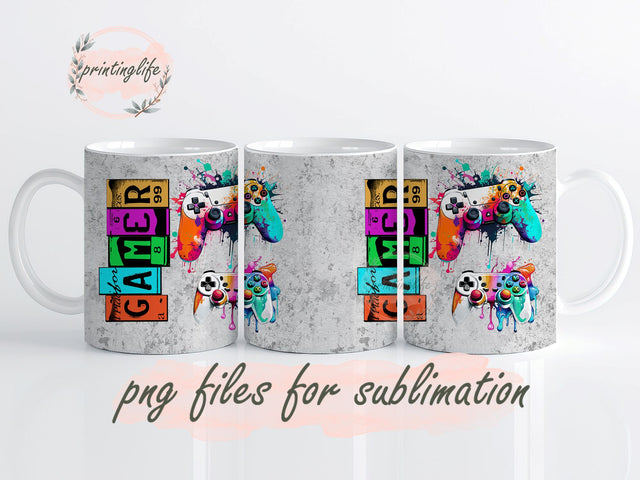 Gamer Mug Wrap Design, Instant Digital Design Download Mug Wrap Design, Mug Design PNG Sublimation PrintingLife 