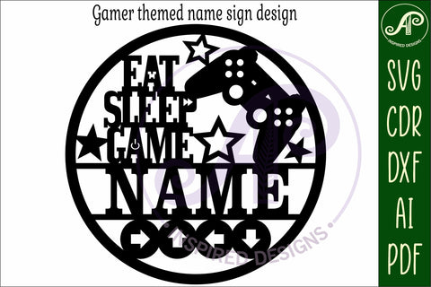 Gamer name sign svg laser cut template SVG APInspireddesigns 