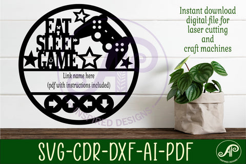 Gamer name sign svg laser cut template SVG APInspireddesigns 