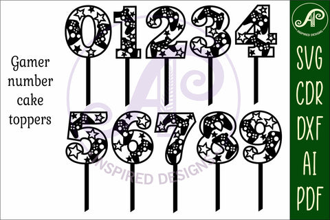 Gamer number cake toppers SVG cut files SVG APInspireddesigns 