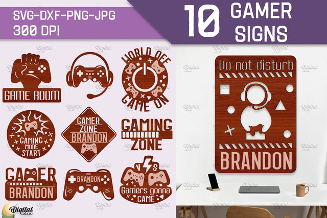 Gamer Sign Bundle Laser Cut. Video Game SVG. Sign Laser Cut SVG Evgenyia Guschina 