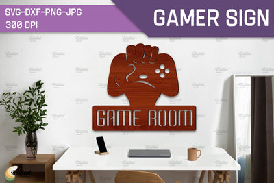 Gamer Sign Laser Cut. Video Game SVG. Sign Laser Cut SVG Evgenyia Guschina 