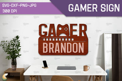Gamer Sign Laser Cut. Video Game SVG. Sign Laser Cut SVG Evgenyia Guschina 