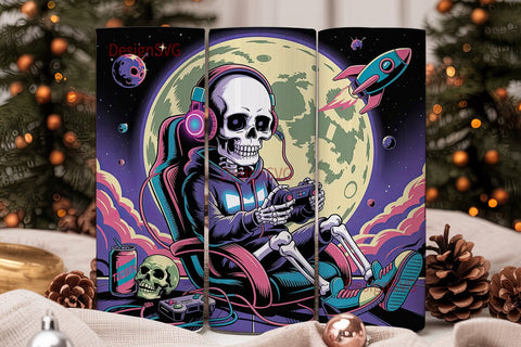 Gamer Skeleton Space 20oz Tumbler Wrap Sublimation DesignSVG 