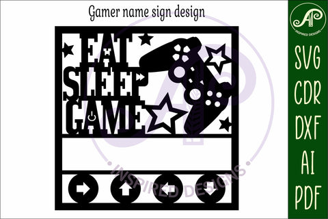 Gamer themed named wall sign or card topper svg SVG APInspireddesigns 