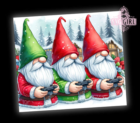 Gamer Tumbler, Christmas Gnome, 20oz PNG, Gaming Design, Holiday Drinkware, Elf Theme, Sublimation Art Sublimation SvggirlplusArt 