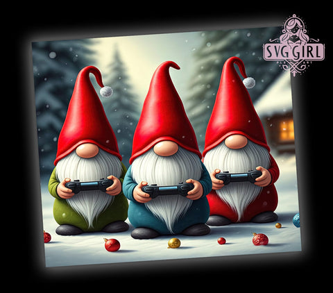 Gamer Tumbler, Christmas Gnome, 20oz PNG, Gaming Design, Holiday Drinkware, Elf Theme, Sublimation Art Sublimation SvggirlplusArt 