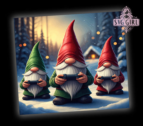 Gamer Tumbler, Christmas Gnome, 20oz PNG, Gaming Design, Holiday Drinkware, Elf Theme, Sublimation Art Sublimation SvggirlplusArt 