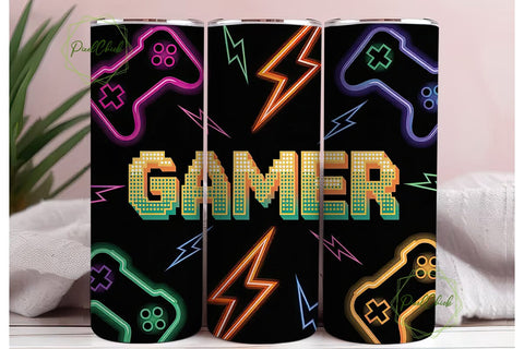 Gamer Vibes 20oz Tumbler Wrap Sublimation PixelChick 