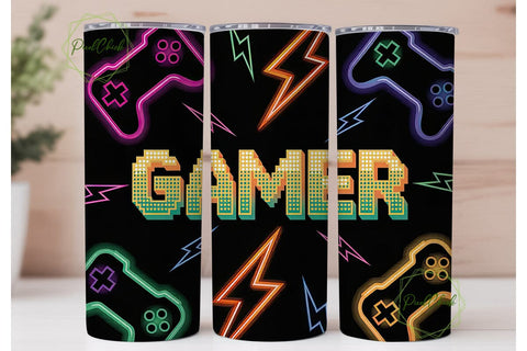 Gamer Vibes 20oz Tumbler Wrap Sublimation PixelChick 