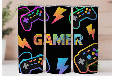 Gamer Vibes 20oz Tumbler Wrap Sublimation PixelChick 