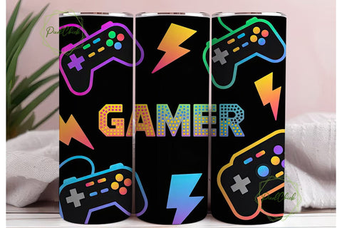 Gamer Vibes 20oz Tumbler Wrap Sublimation PixelChick 