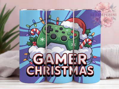 Gamer Video Game Christmas Tumbler, Video Game Holiday Wrap, Festive Gaming Sublimation, Christmas Gamer Cup, 20Oz Skinny Tumbler Wrap, Holiday Controller Mug, Pixel Christmas Design Sublimation Li Zamperini 