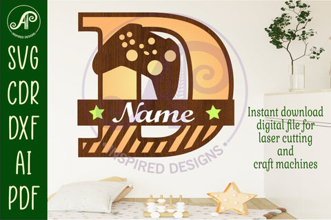 Gamer X Capital Monogram Letter D SVG SVG APInspireddesigns 