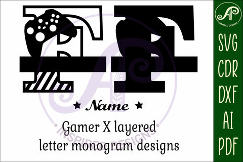 Gamer X Capital Monogram Letter F SVG SVG APInspireddesigns 