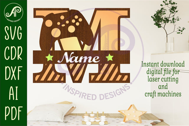 Gamer X Capital Monogram Letter M SVG SVG APInspireddesigns 
