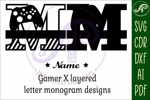 Gamer X Capital Monogram Letter M SVG SVG APInspireddesigns 