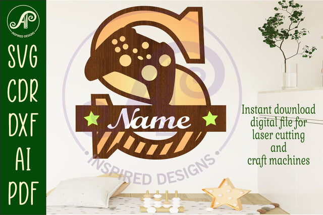 Gamer X Capital Monogram Letter S SVG SVG APInspireddesigns 