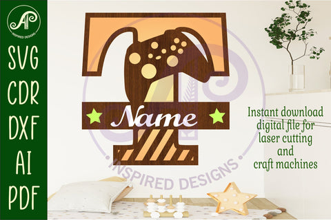 Gamer X Capital Monogram Letter T SVG SVG APInspireddesigns 