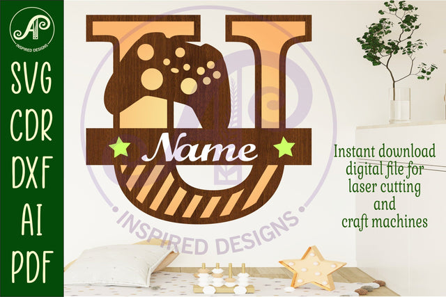 Gamer X Capital Monogram Letter U SVG SVG APInspireddesigns 