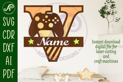 Gamer X Capital Monogram Letter V SVG SVG APInspireddesigns 