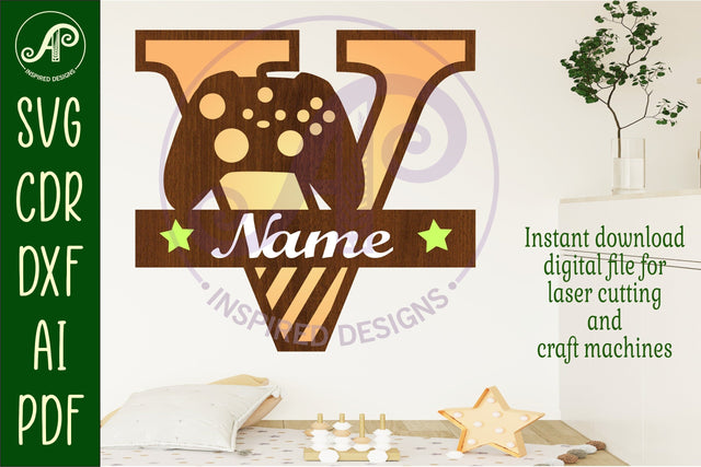 Gamer X Capital Monogram Letter V SVG SVG APInspireddesigns 