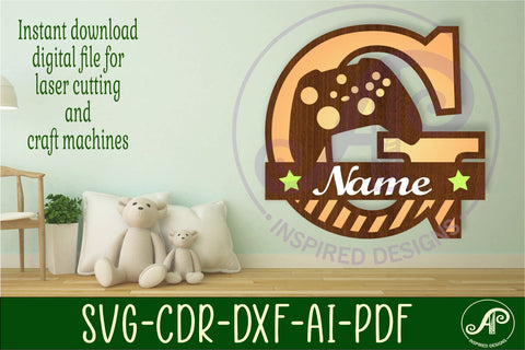 Gamer X monogram letter bundle Name signs SVG SVG APInspireddesigns 