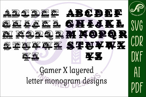 Gamer X monogram letter bundle Name signs SVG SVG APInspireddesigns 