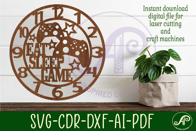 Gamer X wall clock laser cut files, SVG file. vector SVG APInspireddesigns 