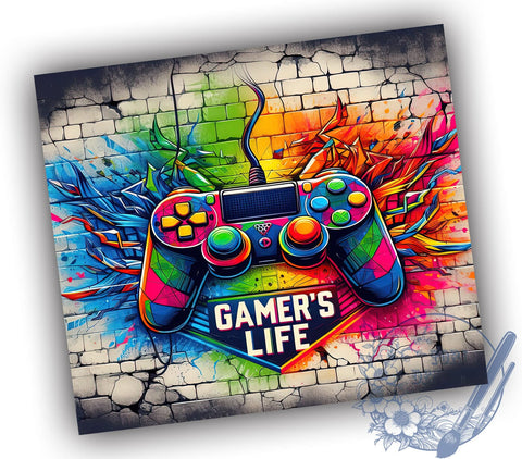Gamer's Life 20oz Skinny Tumbler, Controller Gamer Tumbler Png, Straight & Tapered Tumbler Wrap, Instant Digital Download Sublimation ToriDesigns 