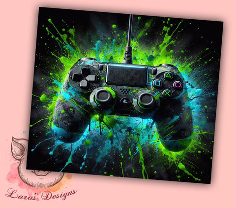 Gaming 20 oz Skinny Tumbler Sublimation Design, Straight & Tapered Tumbler Png, Neon Gamer Tumbler Png, Digital Download PNG Sublimation Lara' s Designs 