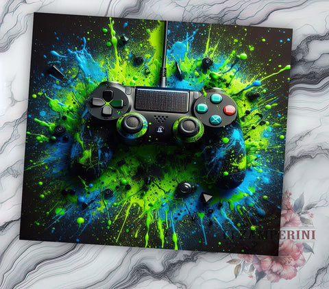 Gaming 20oz Tumbler Wrap PNG, Neon Gamer Tumbler PNG Sublimation Design, Straight & Tapered Tumbler Wrap, Instant Digital Download Sublimation Li Zamperini 