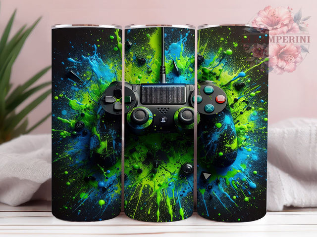 Gaming 20oz Tumbler Wrap PNG, Neon Gamer Tumbler PNG Sublimation Design, Straight & Tapered Tumbler Wrap, Instant Digital Download Sublimation Li Zamperini 